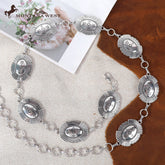 Montana West Etched Oval Concho Link Chain Belt